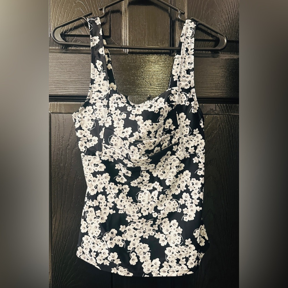Mazu Swim Floral Black White & Grey Swim Top New